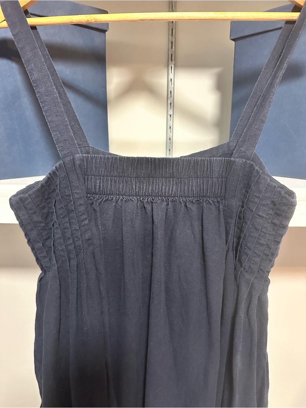 Banana Republic Linen Blend Drapey Pleated Midi Dress Coastal Lagenlook Boho M - Picture 7 of 12